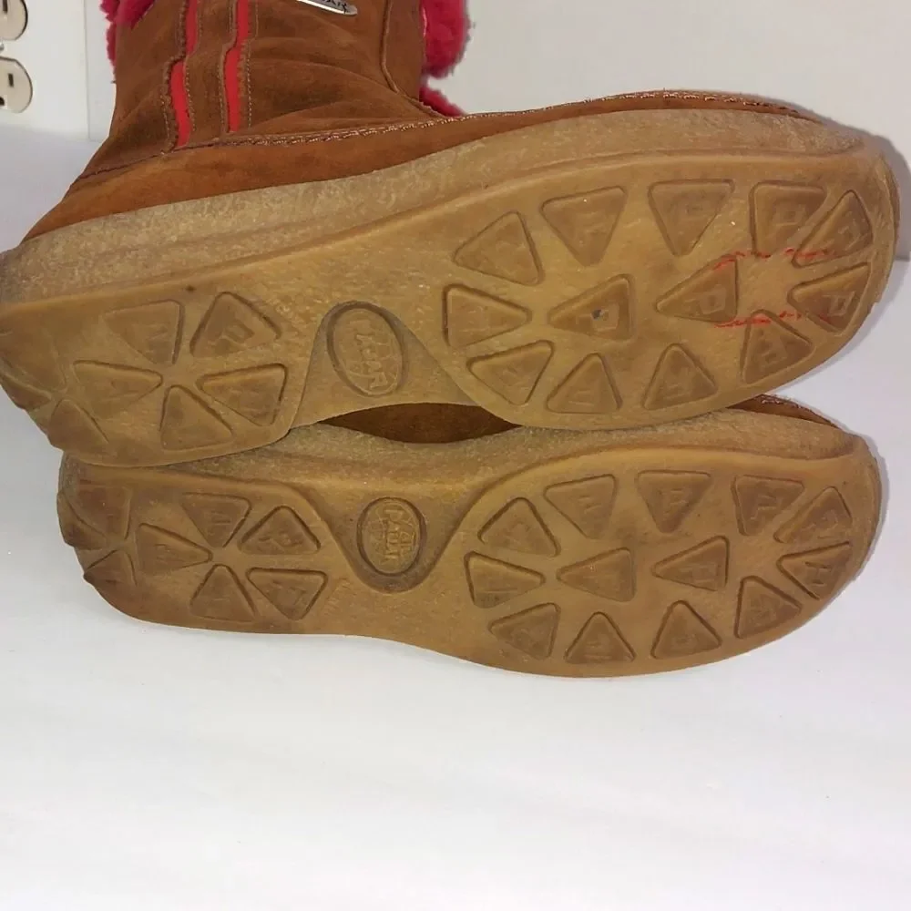 Pajar Suede Pink Shearling Snow Gripping Winter Boots Sz 7